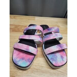 Rampage Ally Strappy Slide Sandals Women's Pink Purple Tie Dye Platform Open Toe